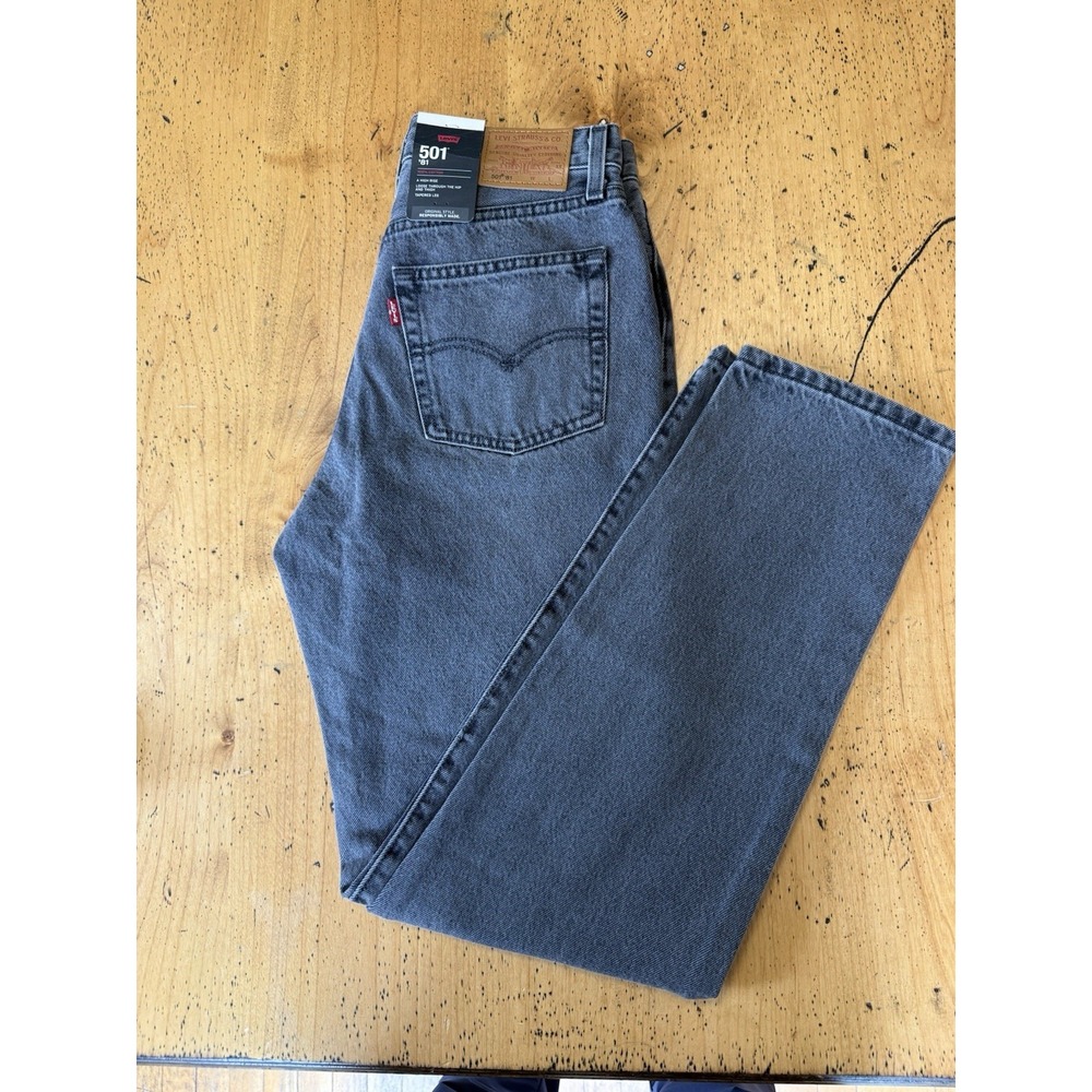 Levis Womens Jean 26x31 501 '81 Tapered‎ High Rise Denim Big E Premium Black